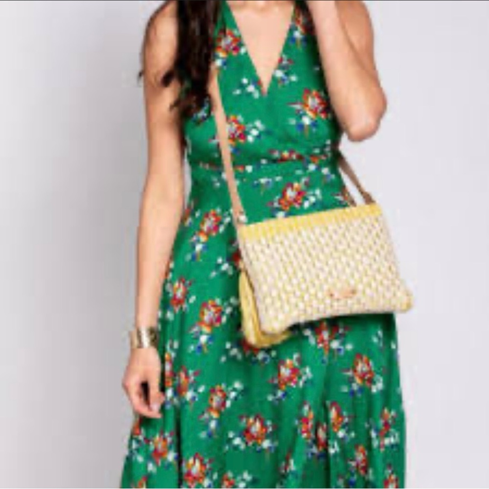 & Other Stories Green Floral Faux Wrap Midi Dress‎ Garden Party Whimsical